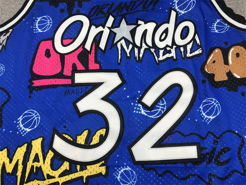 Men's Orlando Magic Shaquille O'Neal #32 Blue Swingman Graffiti Edition Jersey