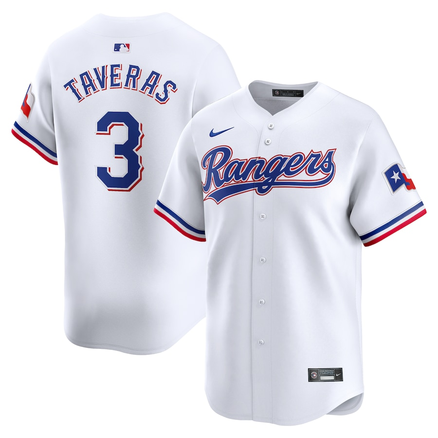 Men's Texas Rangers Leody Taveras #3 White Home Limited Player Jersey