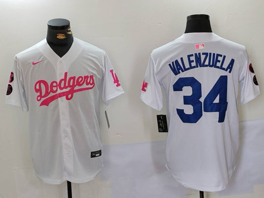 Men's Los Angeles Dodgers Fernando Valenzuela #34 White Limited Game Player Jersey