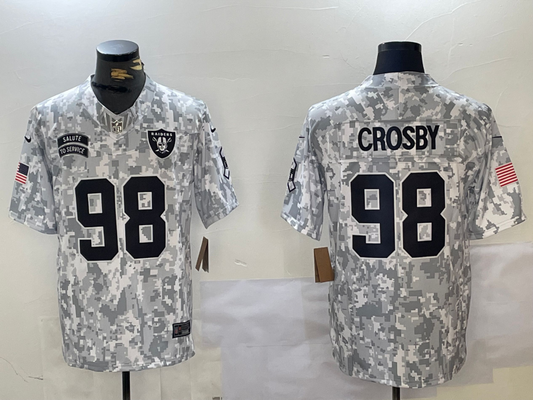 Men's Las Vegas Raiders Maxx Crosby #98 Arctic Camo 2024 Salute to Service Limited Jersey