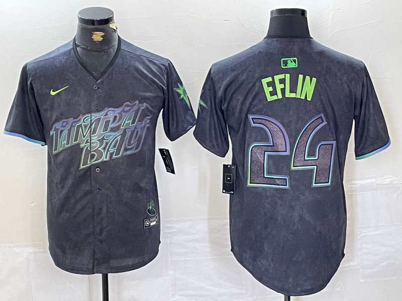 Men's Tampa Bay Rays Zach Eflin #24 Charcoal 2024 City Connect Limited Player Jersey