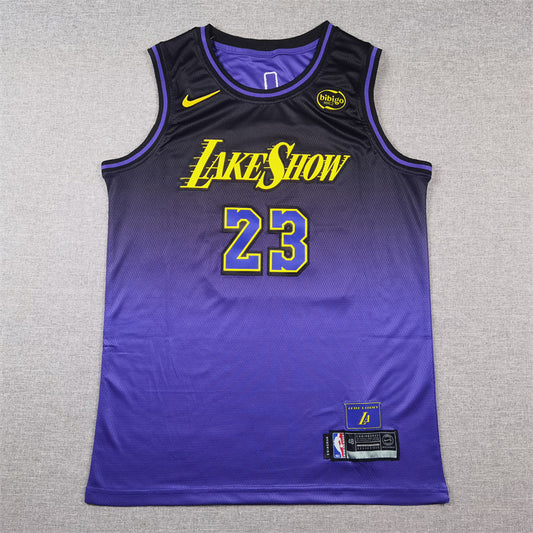 Men's Los Angeles Lakers LeBron James #23 Purple 2024/25 Swingman Jersey - City Edition