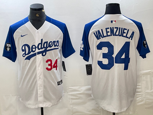 Men's Los Angeles Dodgers Fernando Valenzuela #34 White Limited Game Jersey