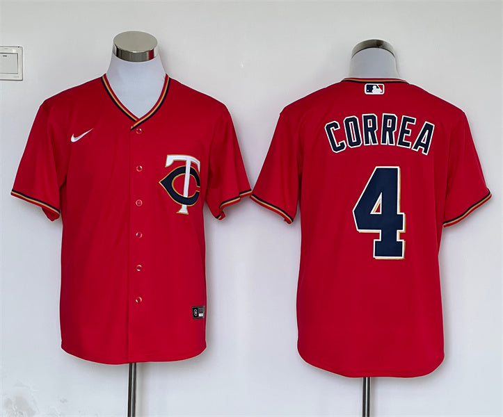 Men's Minnesota Twins Carlos Correa #4 Red Replica Player Jersey