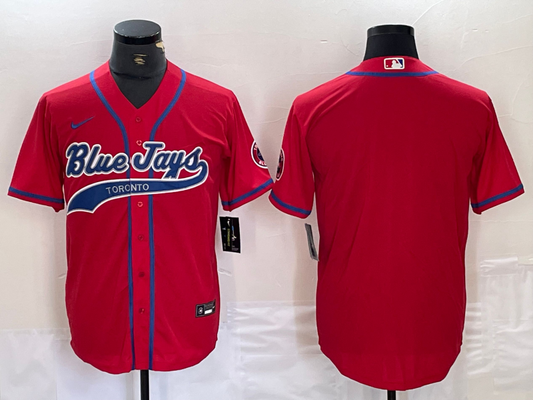 Men's Toronto Blue Jays Red Replica Blank Jersey Joint Edition