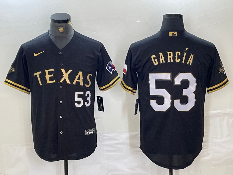 Men's Texas Rangers Adolis Garcia #53 Black Replica Team Jersey