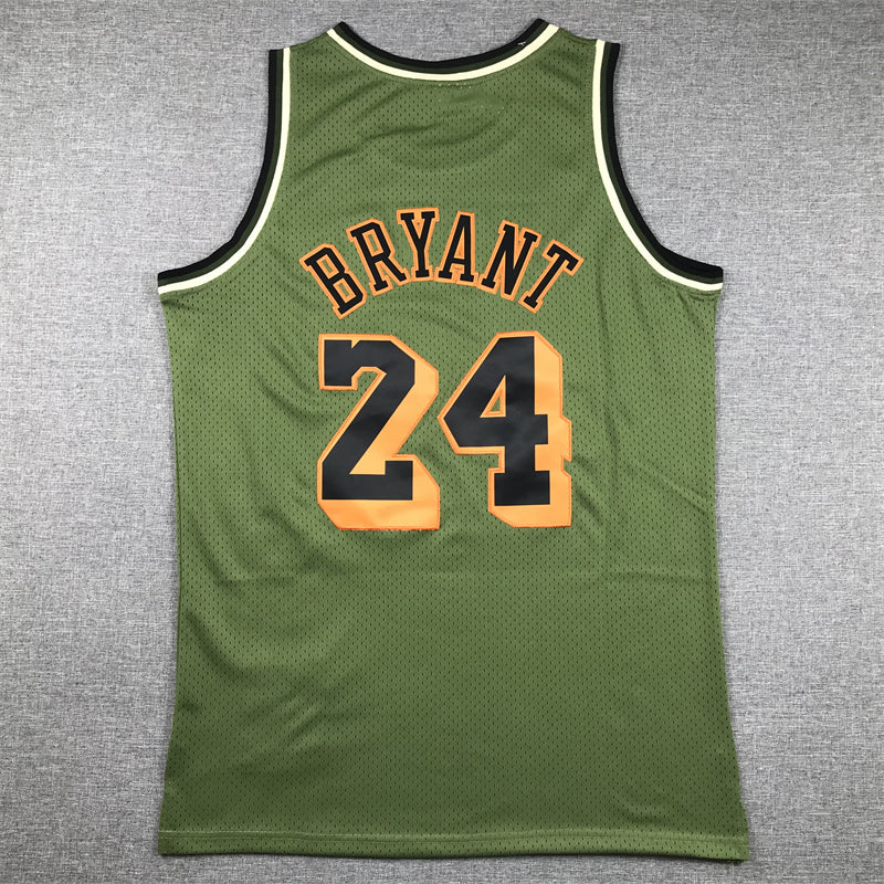 Men's Los Angeles Lakers Kobe Bryant #24 Army Green 1996-97 Hardwood Classics Swingman Jersey