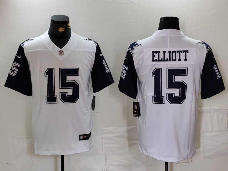 Men's Dallas Cowboys Ezekiel Elliott #15 White 2nd Alternate Legend Jersey