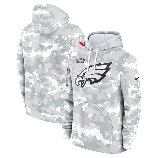 Men's Philadelphia Eagles Arctic Camo 2024 Salute to Service Club Fleece Pullover Hoodie