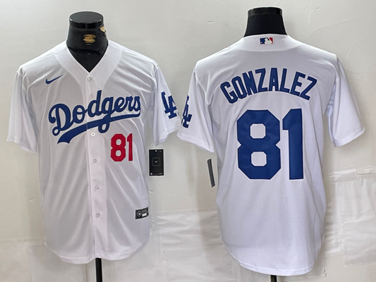 Men's Los Angeles Dodgers Victor Gonzalez #81 White Home Limited Player Jersey