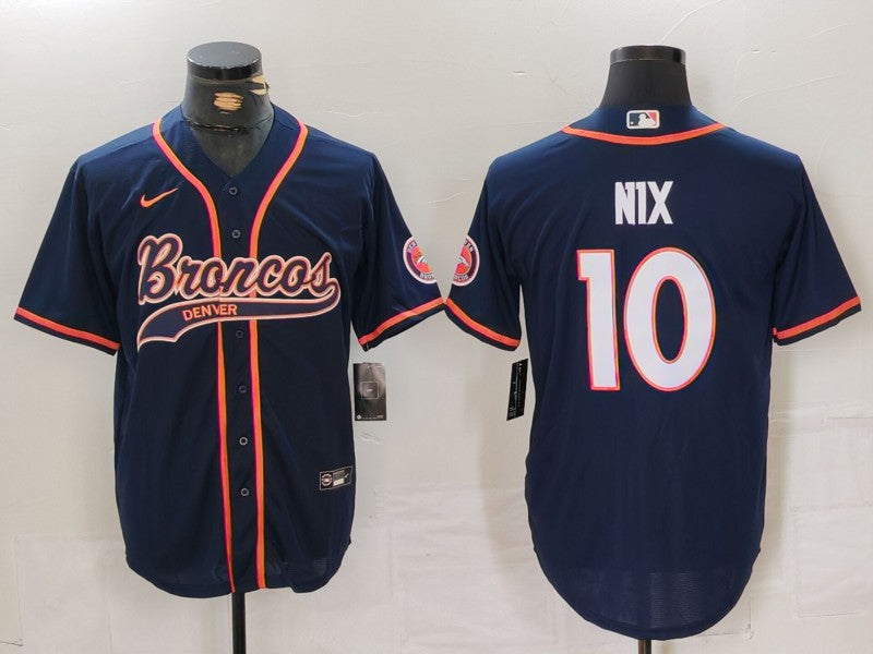 Men's Denver Broncos Bo Nix #10 Navy Game Jersey