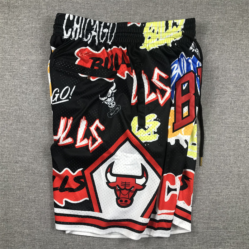 Men's Chicago Bulls Black Graffiti Edition Pocket Shorts