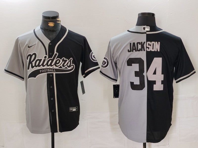 Men's Las Vegas Raiders Bo Jackson #34 Gray/Black Game Jersey