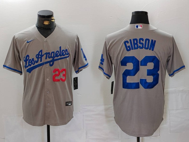 Men's Los Angeles Dodgers Kirk Gibson #23 Gray Player Jersey