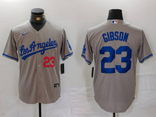 Men's Los Angeles Dodgers Kirk Gibson #23 Gray Player Jersey