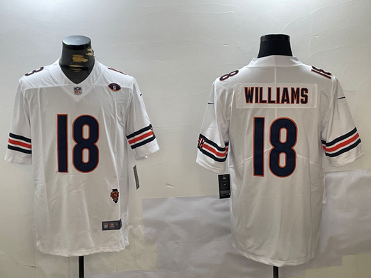 Men's Chicago Bears Caleb Williams #18 White Fashion Game Jersey