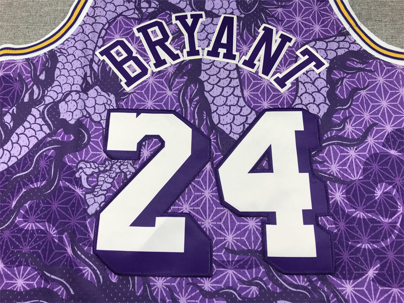 Men's Los Angeles Lakers Kobe Bryant #24 Purple Year of Dragon Edition Swingman Jersey