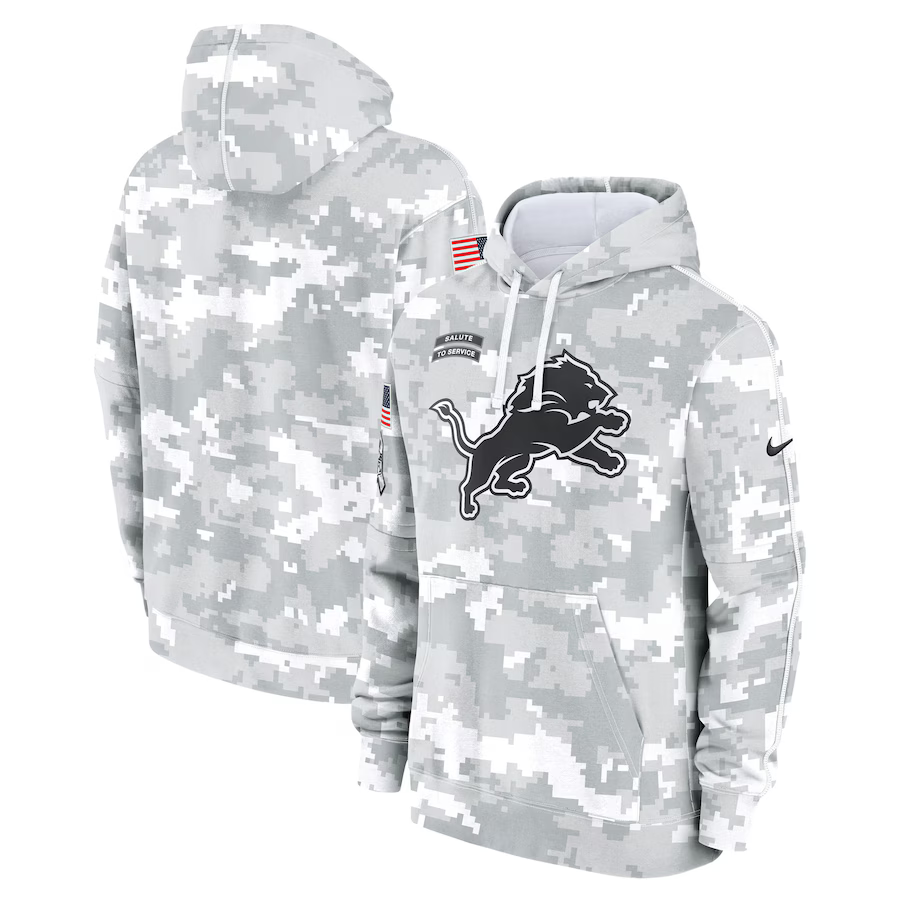 Men's Detroit Lions Arctic Camo 2024 Salute to Service Club Fleece Pullover Hoodie