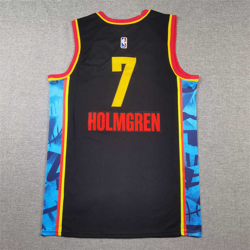 Men's Oklahoma City Thunder Chet Holmgren #7 Black 2024/25 Swingman Player Jersey - City Edition