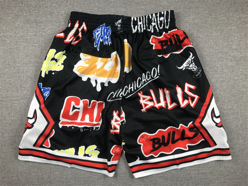 Men's Chicago Bulls Black Graffiti Edition Pocket Shorts