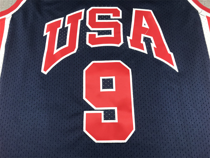 Men's Michael Jordan #9 Navy USA Dream Team Olympics Jersey