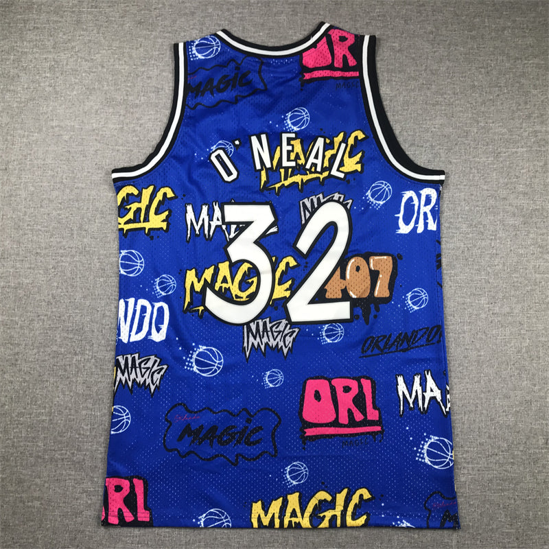 Men's Orlando Magic Shaquille O'Neal #32 Blue Swingman Graffiti Edition Jersey