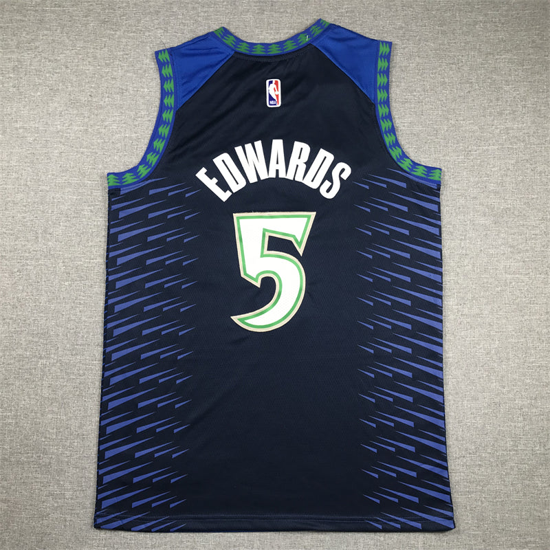 Men's Minnesota Timberwolves Anthony Edwards #5 Blue Swingman Jersey - City Edition