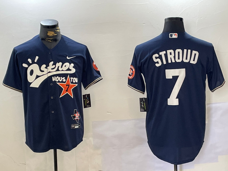 Men's Houston Astros C.J. Stroud #7 Navy Game Player Jersey