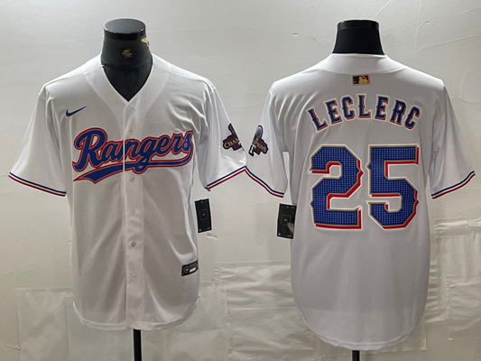 Men's Texas Rangers Jose Leclerc #25 White 2024 Gold Collection Limited Player Jersey