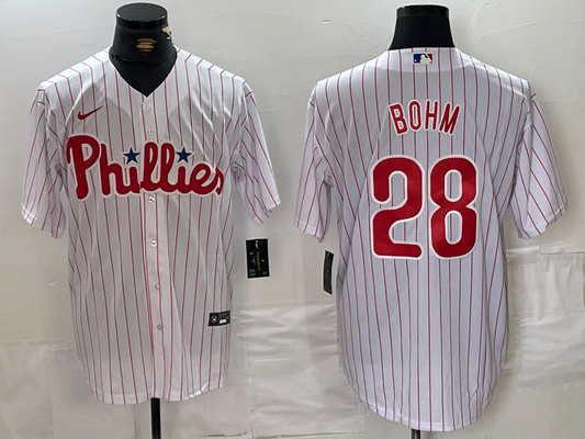 Men's Philadelphia Phillies Alec Bohm #28 White Replica Player Jersey