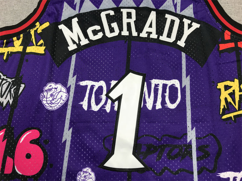 Men's Toronto Raptors Tracy McGrady #1 Purple Swingman Player Jersey - Graffiti Edition