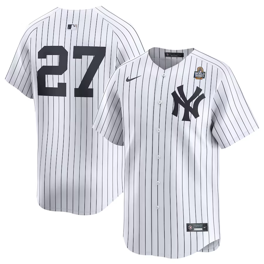 Men's New York Yankees Giancarlo Stanton #27 White 2024 World Series Limited Player Jersey