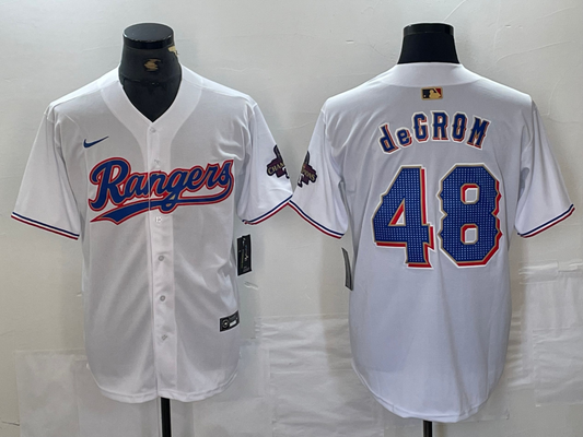 Men's Texas Rangers Jacob deGrom #48 White 2024 Gold Collection Limited Player Jersey