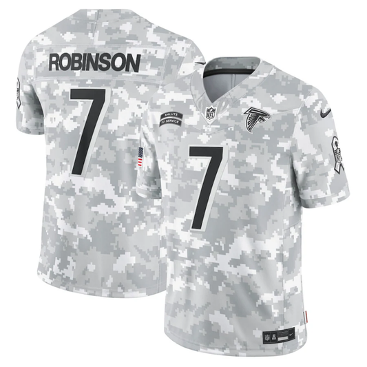 Men's Atlanta Falcons Bijan Robinson #7 Arctic Camo 2024 Salute to Service Limited Jersey