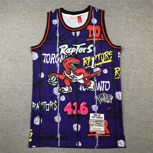 Men's Toronto Raptors Tracy McGrady #1 Purple Swingman Player Jersey - Graffiti Edition