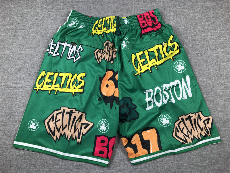 Men's Boston Celtics Green Graffiti Edition Pocket Shorts