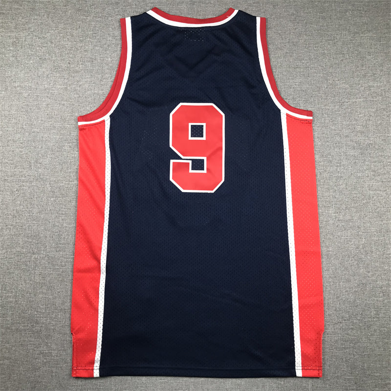 Men's Michael Jordan #9 Navy USA Dream Team Olympics Jersey