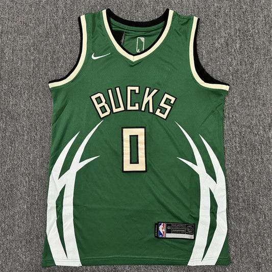 Men's Milwaukee Bucks Damian Lillard #0 Green Swingman Jersey