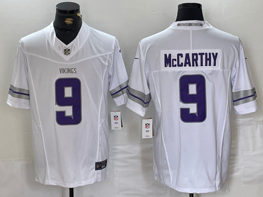 Men's Minnesota Vikings J.J. McCarthy #9 White Alternate Vapor F.U.S.E. Elite Player Jersey