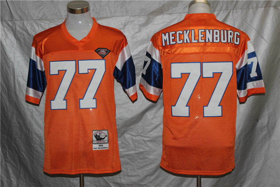 Men's Denver Broncos Karl Mecklenburg Mitchell & Ness Orange Legacy Replica Jersey