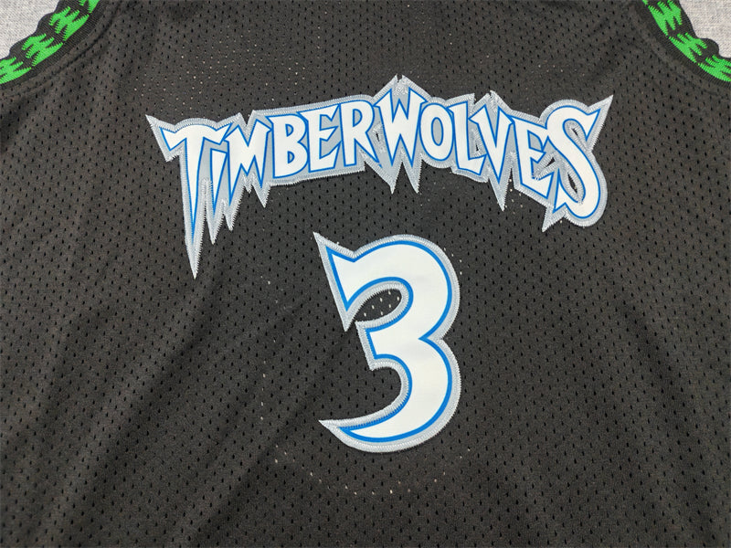 Men's Minnesota Timberwolves Stephon Marbury #3 Black 1997/98 Hardwood Classics Swingman Jersey