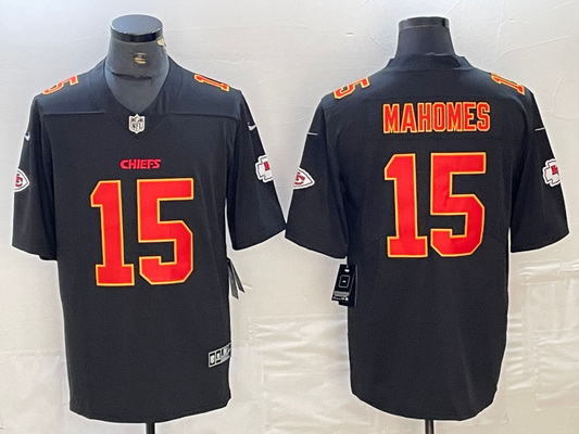 Men's Kansas City Chiefs Patrick Mahomes #15 Black Fashion Game Jersey