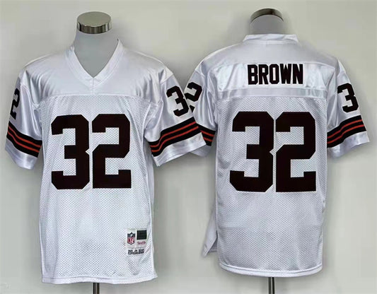 Men's Cleveland Browns Jim Brown Mitchell & Ness White Legacy Replica Jersey