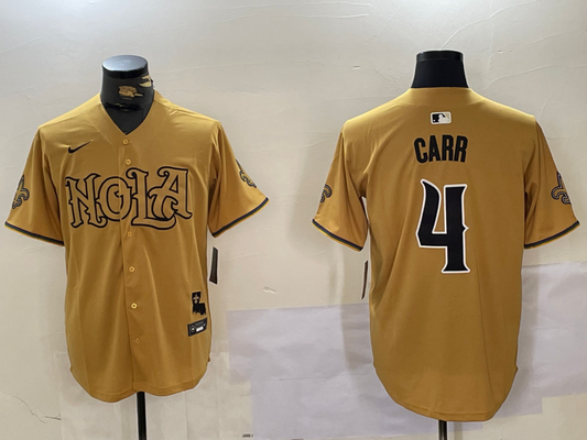 Men's New Orleans Saints Derek Carr #4 Yellow Player Jersey