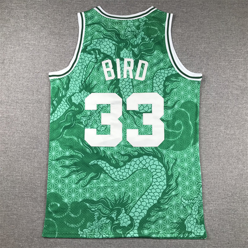 Men's Boston Celtics Larry Bird #33 Green Year of Dragon Edition Swingman Jersey