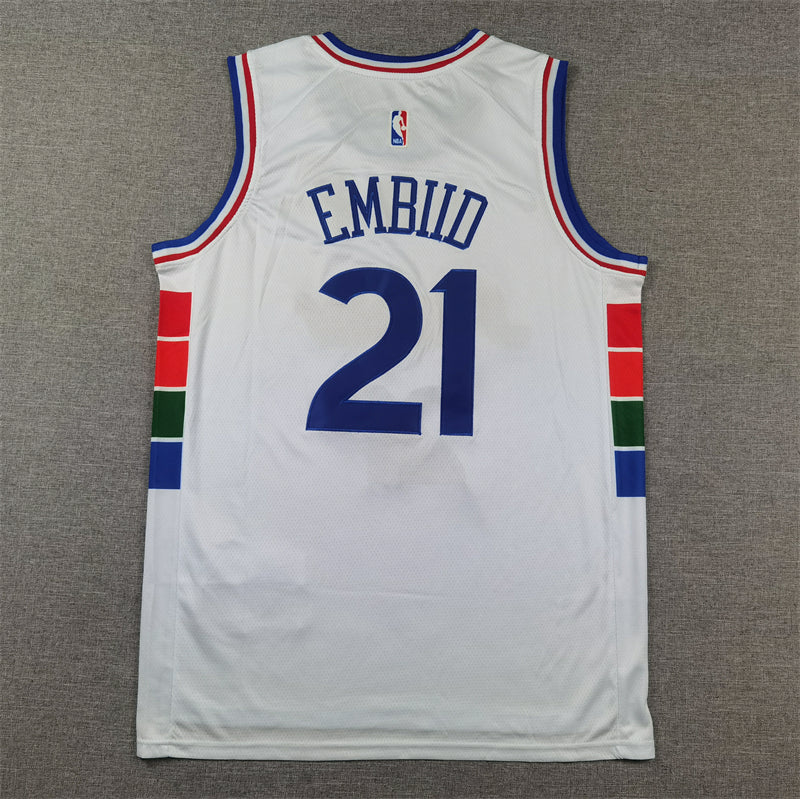 Men's Philadelphia 76ers Joel Embiid #21 White 2024/25 Swingman Player Jersey - City Edition