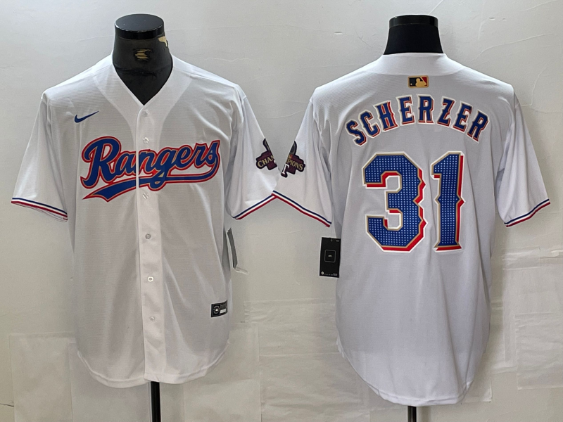 Men's Texas Rangers Max Scherzer #31 White 2024 Gold Collection Limited Player Jersey