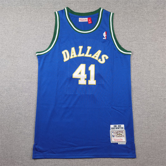 Men's Dallas Mavericks Dirk Nowitzki #41 Royal 1998-2019 Hardwood Classics Swingman Jersey