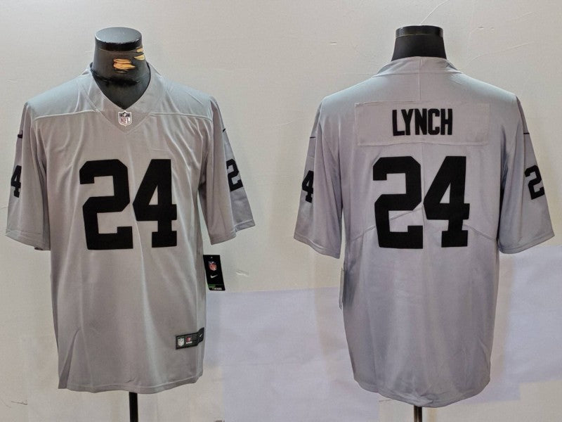 Men's Las Vegas Raiders Marshawn Lynch #24 Gray Player Game Jersey