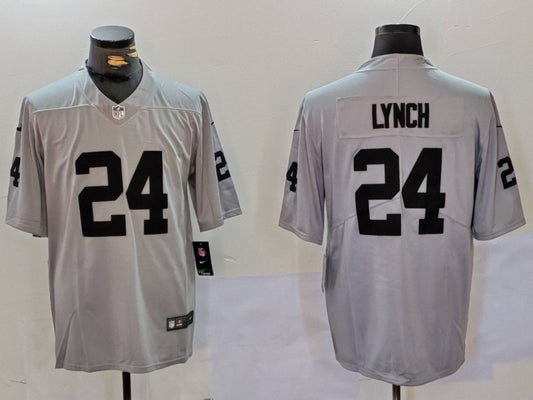 Men's Las Vegas Raiders Marshawn Lynch #24 Gray Player Game Jersey